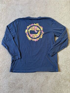 Vineyard Vines Large Blue Long Sleeve Tshirt Fall Leaves